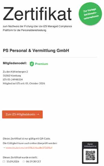 Wir sind IGZ Mitglied!
